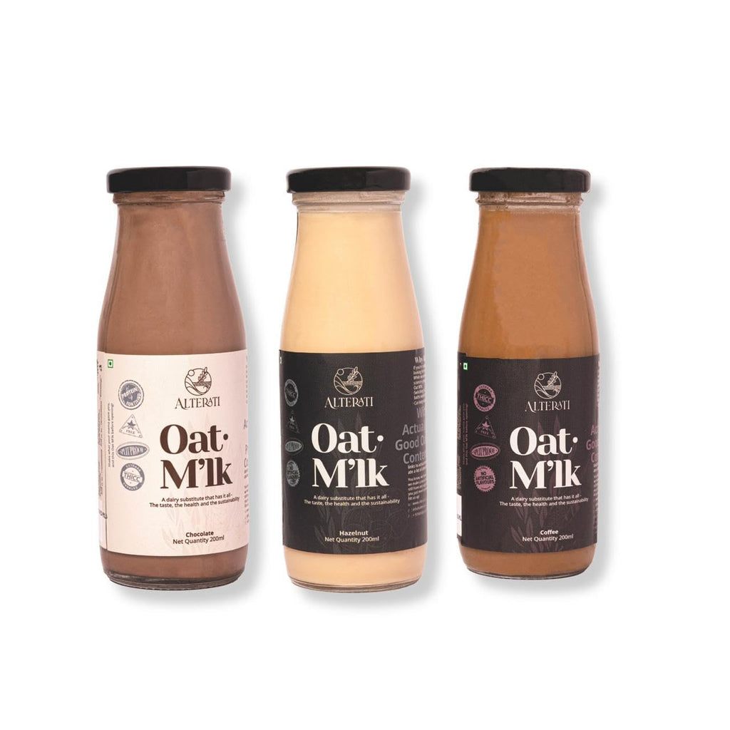 Alterati Oat Milk | Assorted Pack of Chocolate, Coffee & Hazelnut flavour | 600 ml (3 Bottles, 200ml each)
