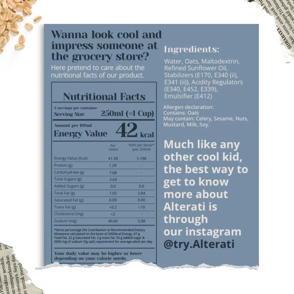 Alterati Unflavored Oat Milk