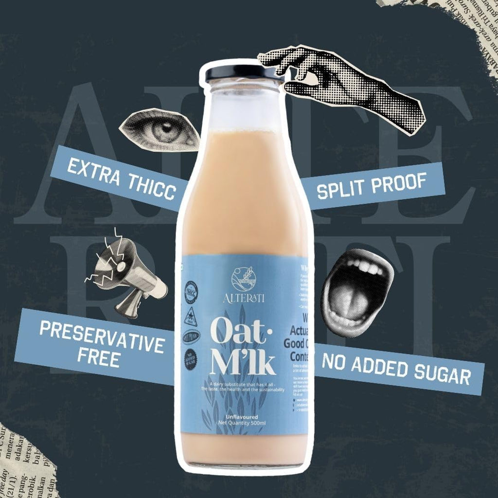 Alterati High Protein Vegan Oat Milk Combo - Chocolate & Unflavored |4 Bottles (500 ml Each) | Dairy-Free Beverage | No Added Sugar, No Preservatives, Extra Creamy & Low Calorie