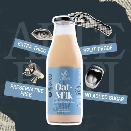 Alterati Unflavored High Protein Oat Milk – 500 ml | Vegan, Smooth, Unsweetened & Naturally Creamy | Low-Calorie, Soya-Free, Lactose-Free | No Added Sugar or Preservatives