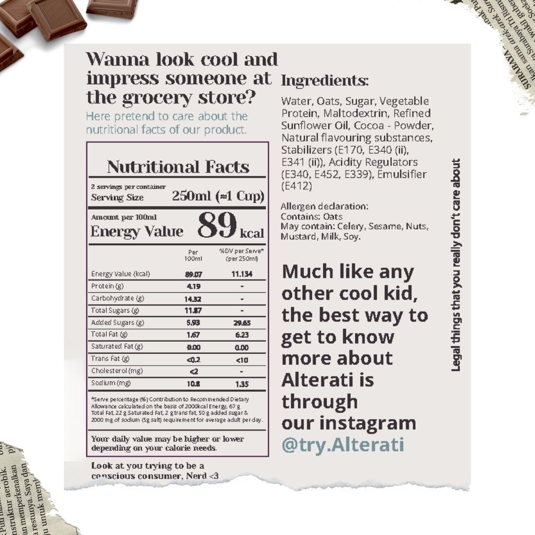 Alterati High Protein Vegan Oat Milk Combo - Chocolate & Unflavored |4 Bottles (500 ml Each) | Dairy-Free Beverage | No Added Sugar, No Preservatives, Extra Creamy & Low Calorie